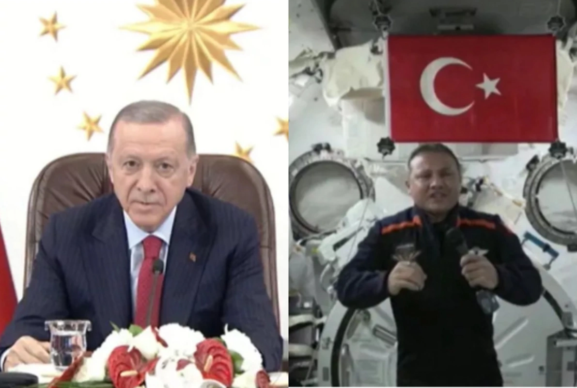 İlk türkiyəli astronavt Alper Gezeravcı kosmosdan Ərdoğanla danışdı - FOTO/VİDEO